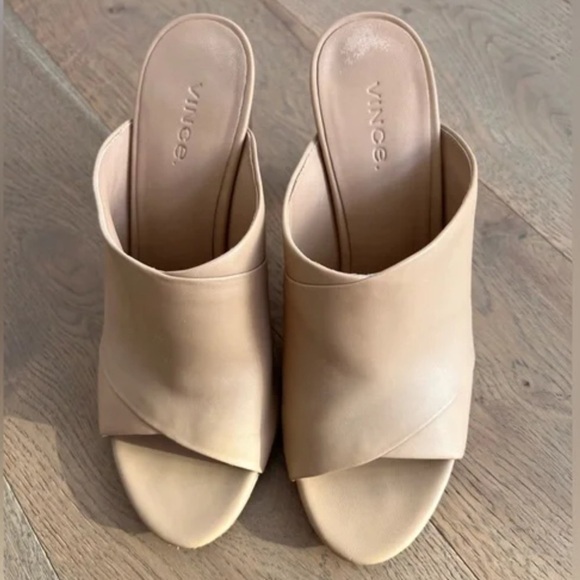 Vince Heath Leather Mule Nude Size 10 - Picture 3 of 11